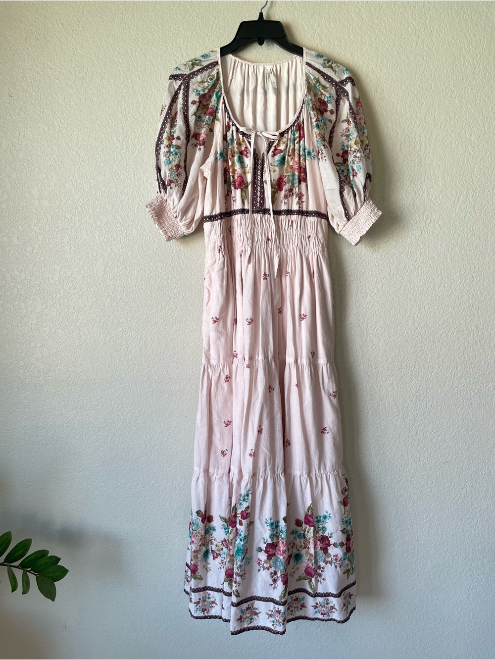 Anthropologie Somerset Puff-Sleeve Maxi Dress Petite M Cotton
